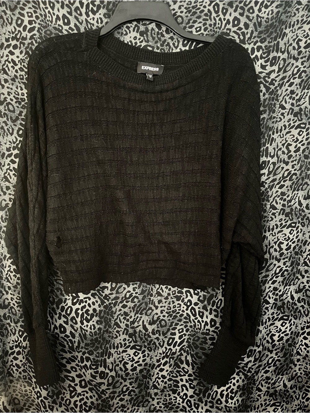 Express Black Ribbed Cropped Sweater Top